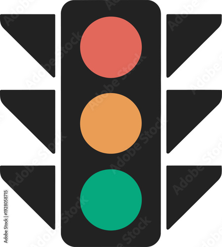 Traffic light with arrows on white background