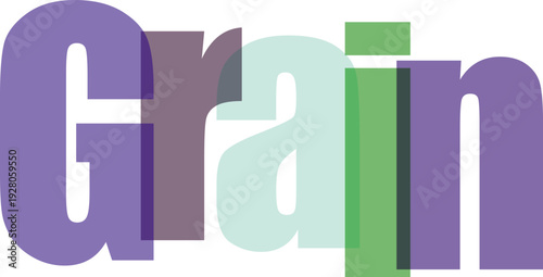 Grain Text Logo in Bold Typography with Purple Green Color Scheme on White Background for Branding