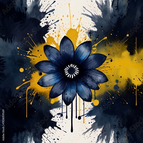 Flor Abstracta con Salpicaduras de colores