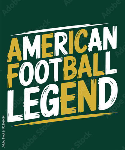 American football legend text with distressed brush effect for vintage athletic sports graphics