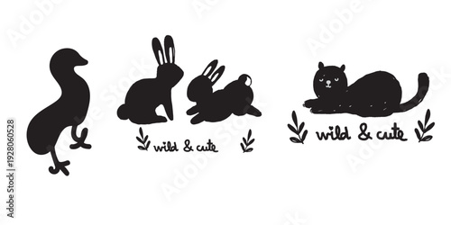 Wild and cute animal silhouettes