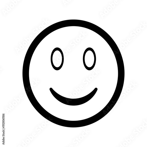 Simple Black and White Smiley Face Icon. Happy Emotion Symbol.