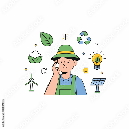 Man Discussing Eco Friendly Practices on Phone.