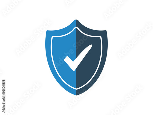 Free Download Blue shield with white checkmark symbol, representing security and confirmation, flat design vector illustration - GFXLoad