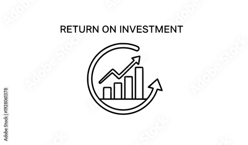 Return on investment vector icon with growth chart and circular arrow finance symbol