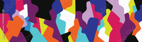 Crowd of people abstract multicolored silhouettes vector background
