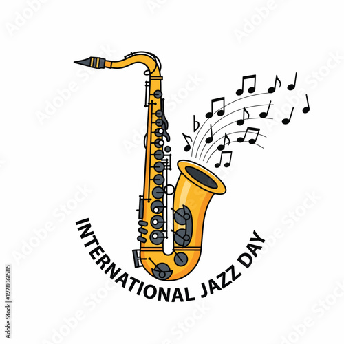 Saxophone Illustration for International Jazz Day.