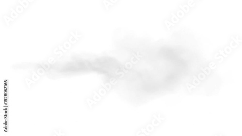 Delicate white smoke cloud isolated on a pure background, ideal for overlaying designs, offering an ethereal and soft texture element for creative projects and visual effects