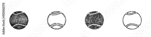 Sketch tennis ball icon design set
