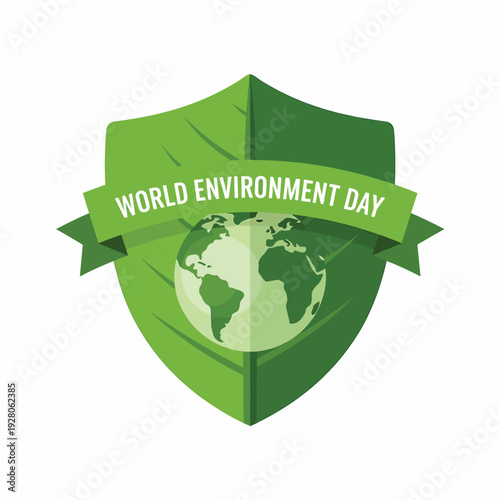 Green shield with earth globe icon.