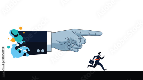 Hand holding a magnifying glass over a resume to select the best candidate who is standing in a spotlight among other silhouettes.