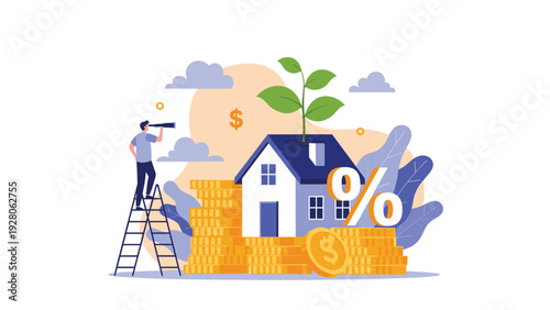 Team of people on ladders putting gold coins into a giant red heart shaped safe representing saving for health and emotional well being.