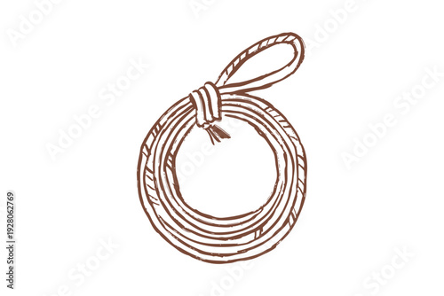Hand drawn western clipart a coiled rope with a looped end on a for design use western