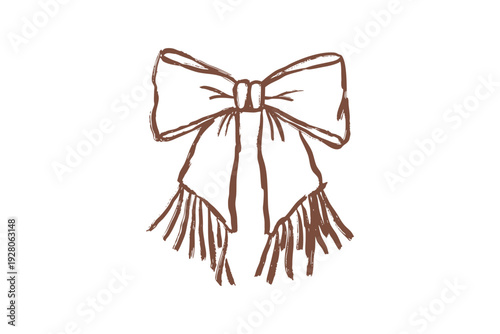 Brown ribbon bow with fringes decorative element western