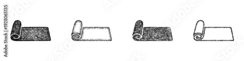 Sketch yoga mat icon design set