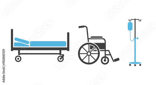 Hospital Medical Equipment Icons.
