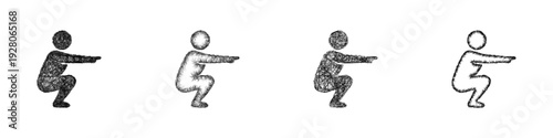 Sketch squat icon design set