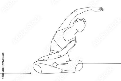Woman stretching. Stretching concept one-line drawing