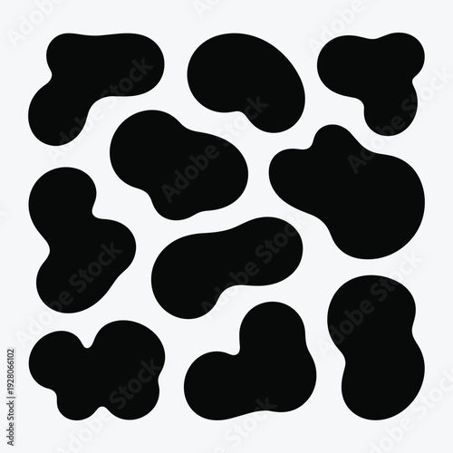 Modern abstract black shapes on white background for design