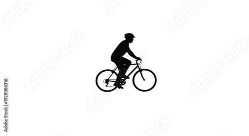 Silhouettes of cyclists riding bicycles in various poses and orientations
