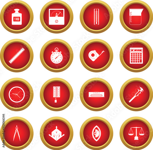 Measure precision icon red circle set
