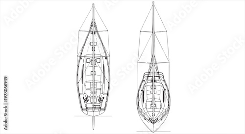 Submarine Blueprint – Naval Underwater Vessel CAD Technical Drawing