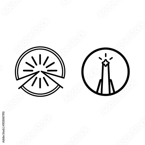 Abstract minimalist icons: Halorynth Shineveil and Halorynth Lumenbound, symbolizing light, clarity, and discovery. Clean vector art for modern design projects.