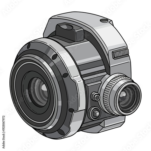 A large metal object with a wheel on the side