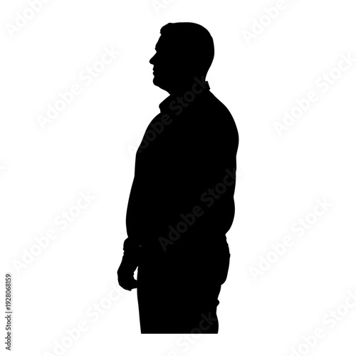 A black silhouette of a man standing in profile