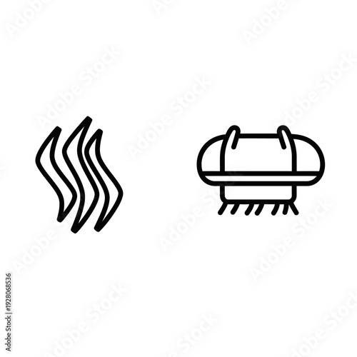 Set of two abstract line art icons: Halivane Flowmark, representing fluid motion with wavy lines, and Halivane Aircure, suggesting airflow or ventilation systems.