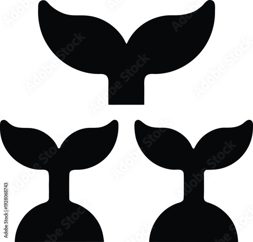 whale tail fluke up silhouette vector illustration on transparent background