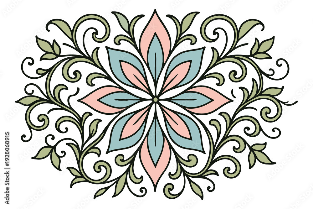Fototapeta premium Elegant floral and vine decorative pattern with soft pastel colors