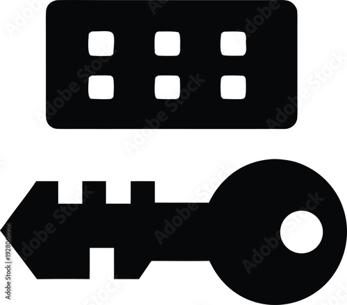 two factor authentication key silhouette vector illustration on transparent background