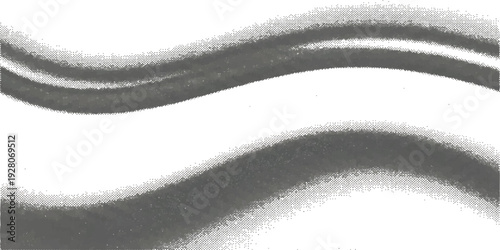 Abstract halftone wavy lines background with grainy stipple texture and black spray paint effect vector illustration for modern design