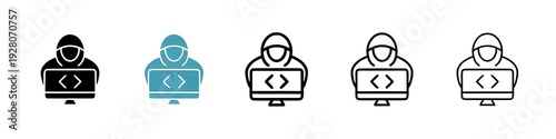 Fotografie Hacker line icon vector set