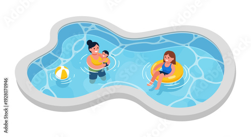 Kids Playing Inflatable Pool.