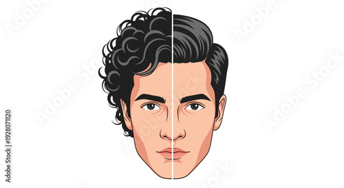 Man Face Split Personality.