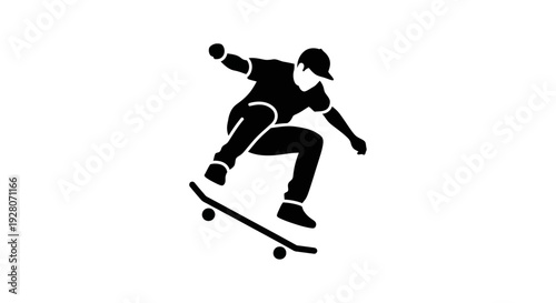 Man Riding Skateboard Tricks.