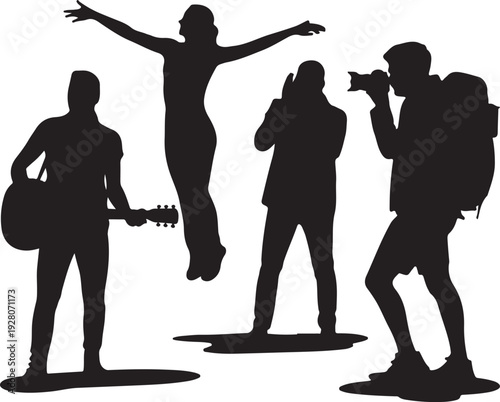 People and Family Silhouette Collection Vector Bundle – Outdoor Activities, Love, Fitness and Lifestyle Scenes