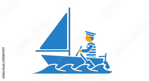 Man Sailing on Boat.