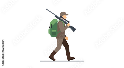 Man with rifle walking.