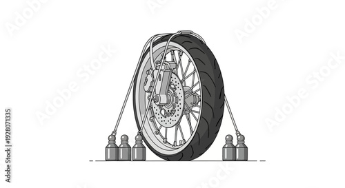 Motorcycle Wheel with Cables.