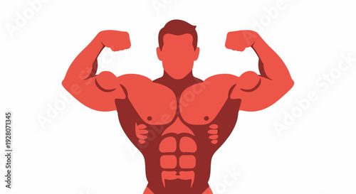 Muscular Man Flexing Biceps.