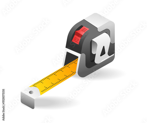 Flat 3d concept isometric illustration of handyman tool roll meter