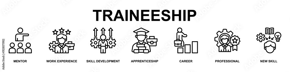 Wall Mural Traineeship Banner Web Icon Vector Illustration Concept for Business with Icons