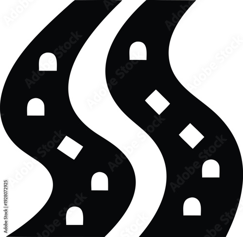 octopus tentacles flowing silhouette vector illustration on transparent background