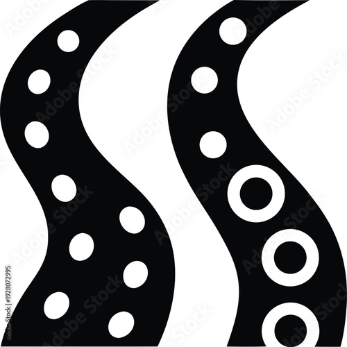 octopus tentacles flowing silhouette vector illustration on transparent background