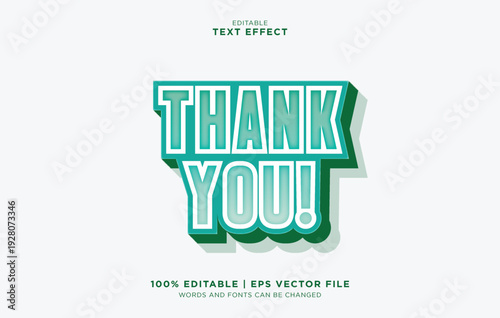 Editable vector text effect with thank you message in green