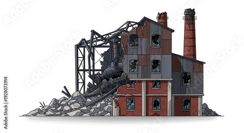 Abandoned Industrial Factory Building.