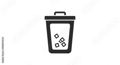 Black Trash Can Icon.